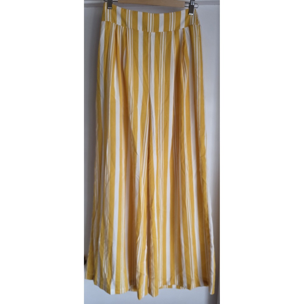 Flying‎ Tomato Women's Striped Pants Size M Yellow Polyester 28in Inseam NWT